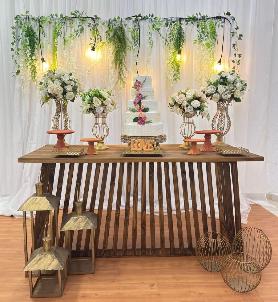Composição Casamento Terracota Com Dourado - João e Maria Festas 