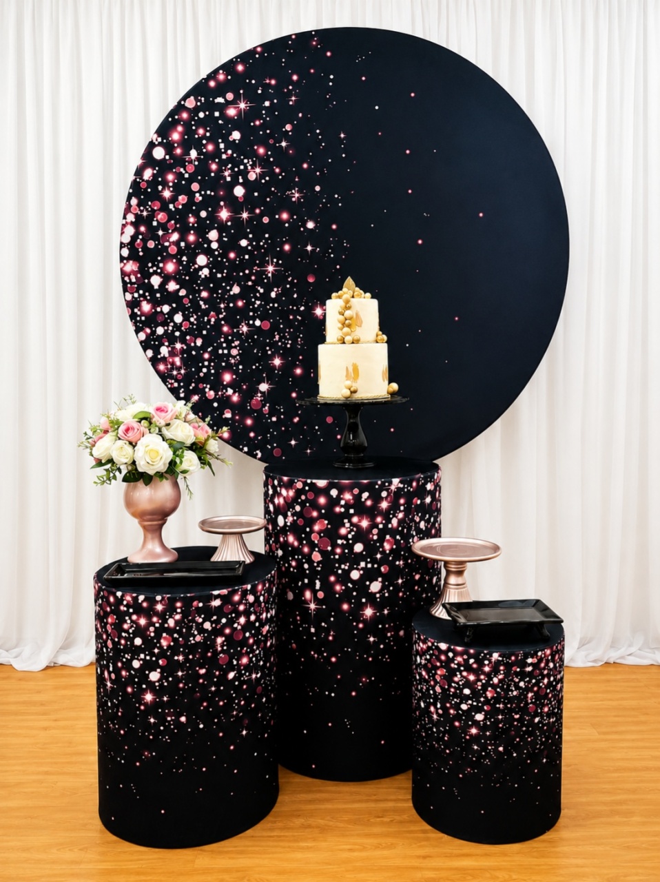 Feminino- Preto E Rosa Gliter  - João e Maria Festas 