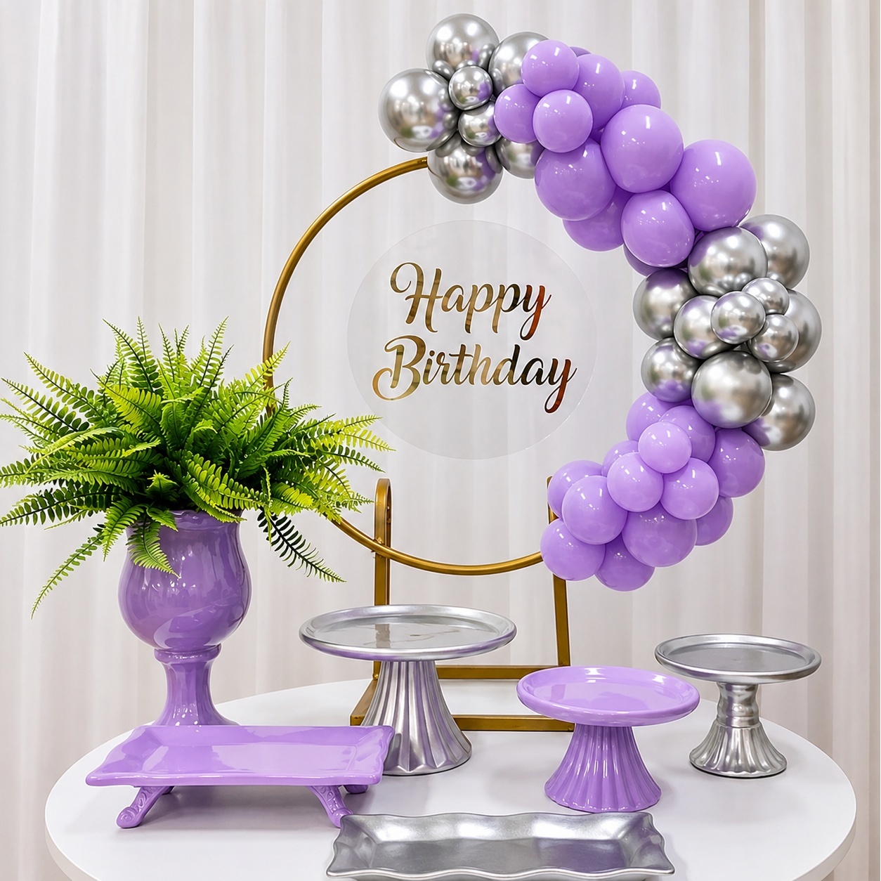 Festa Na Mesa Lilas E Prata + Mesa - João e Maria Festas 