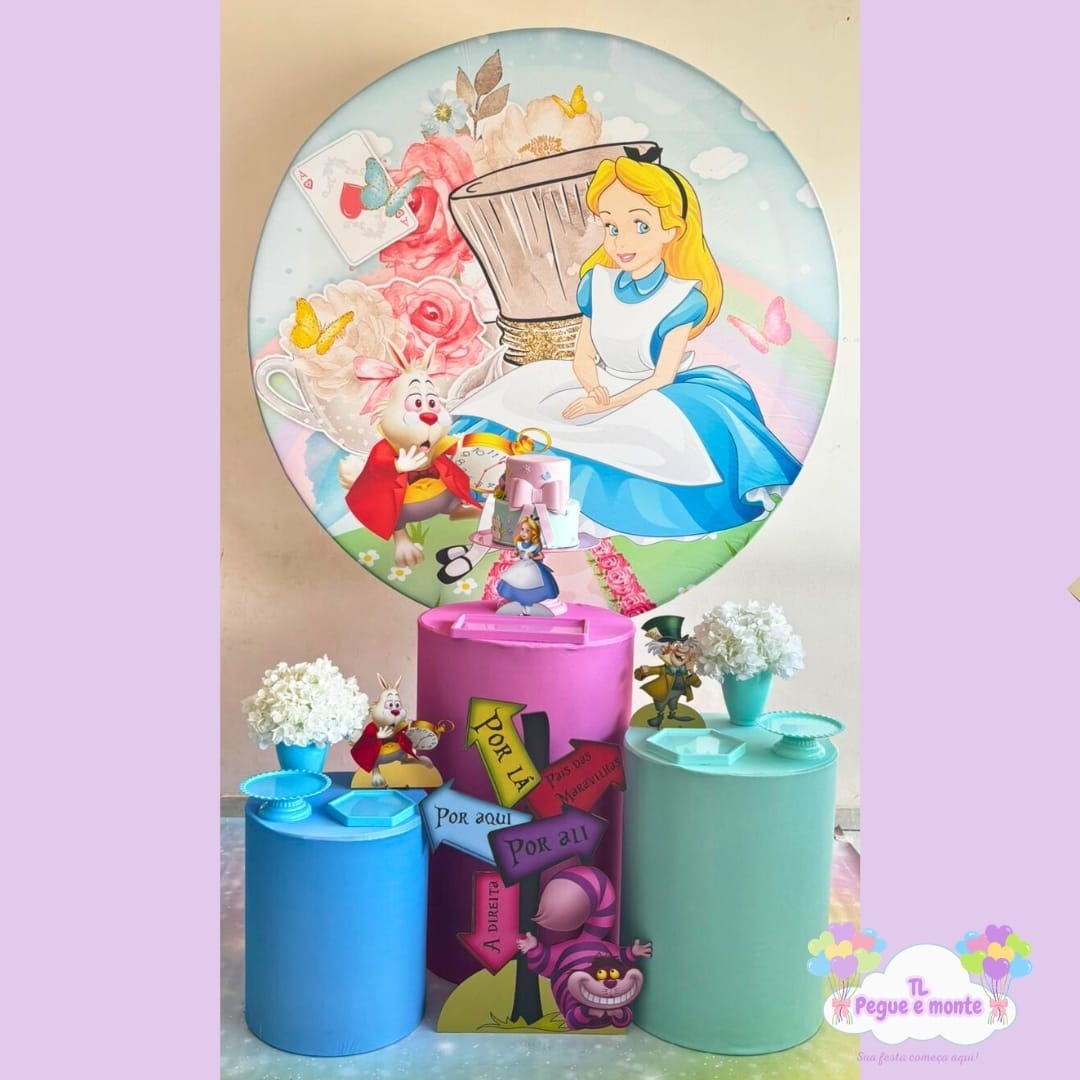 D-Kit Prata Cilindro Alice No Pais das Maravilhas - Tl pegue e monte 