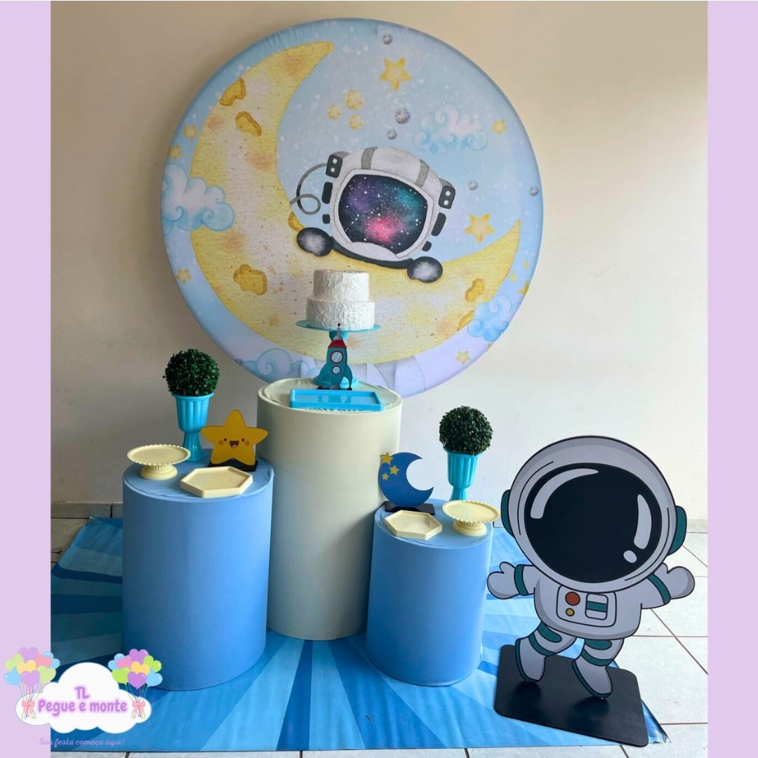D-Kit Prata Cilindro Astronauta Menino  - Tl pegue e monte 