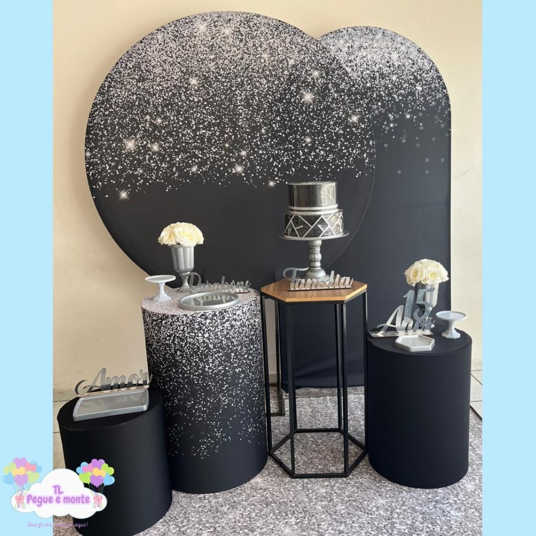 B-Kit Diamante Preto Com Glitter Prata  - Tl pegue e monte 