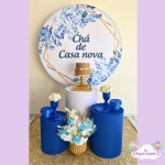 D-Kit Prata Cilindro Chá de Casa Nova Azul  - imagem 1