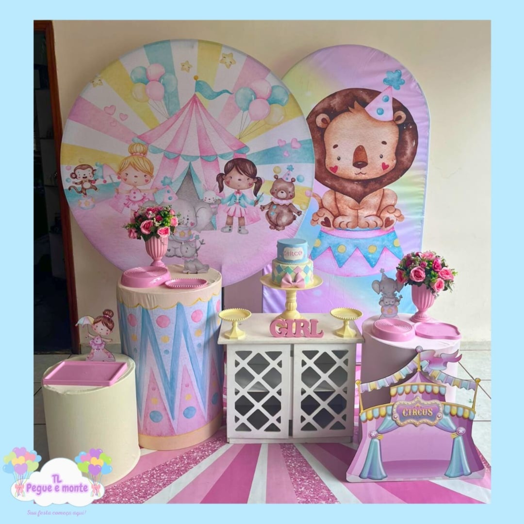 B-Kit Diamante Circo Rosa Aquarela - Tl pegue e monte 
