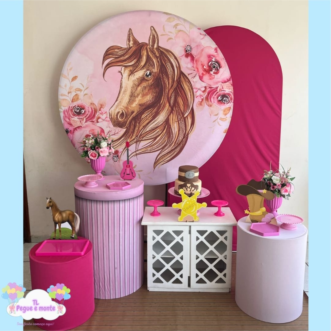 B-Kit Diamante Cavalo Rosa  - Tl pegue e monte 