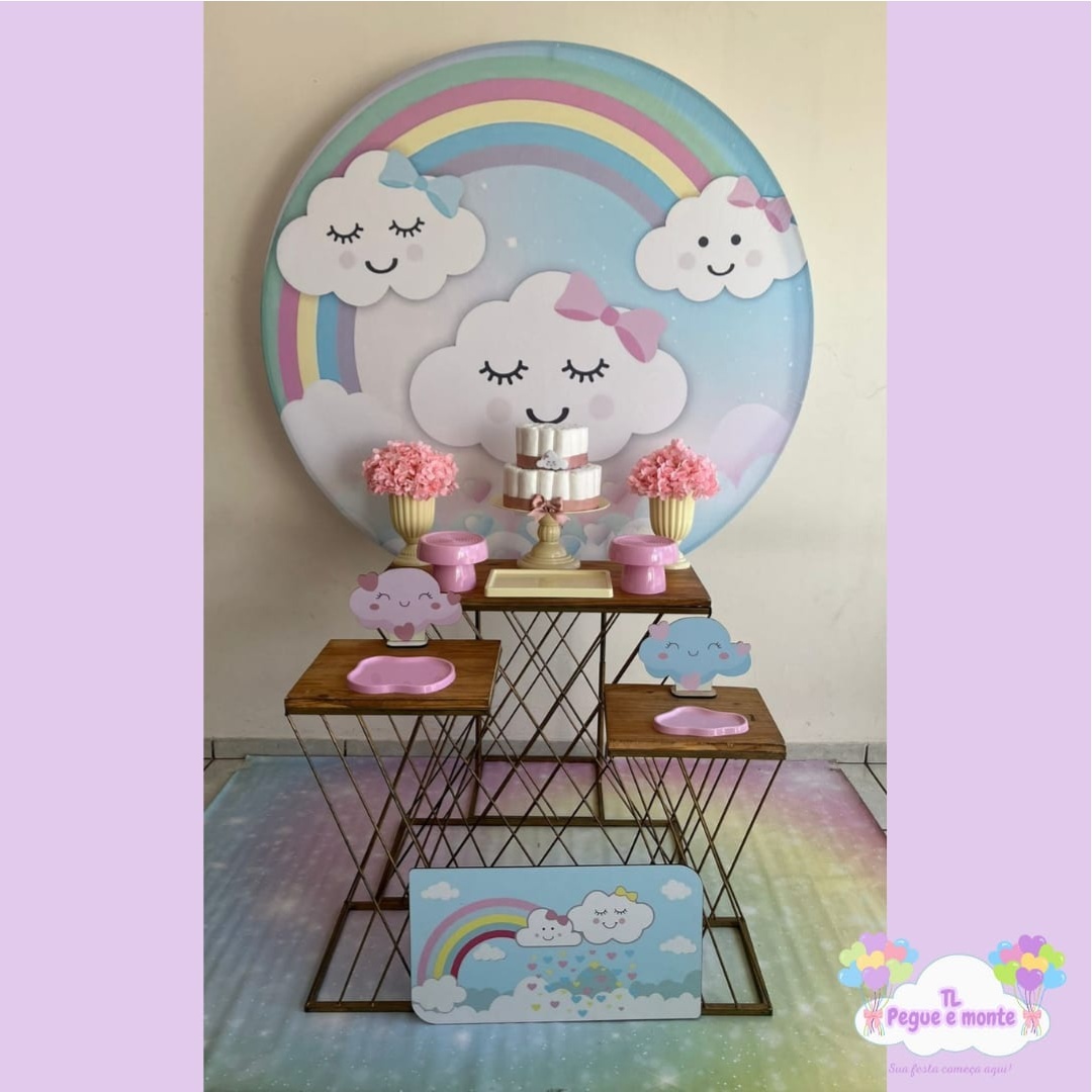 D-Kit Prata Mesa Chuva de Amor Menina - Tl pegue e monte 