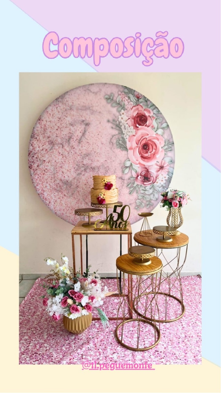 A-Composição Floral Rosa Com Glitter - Tl pegue e monte 