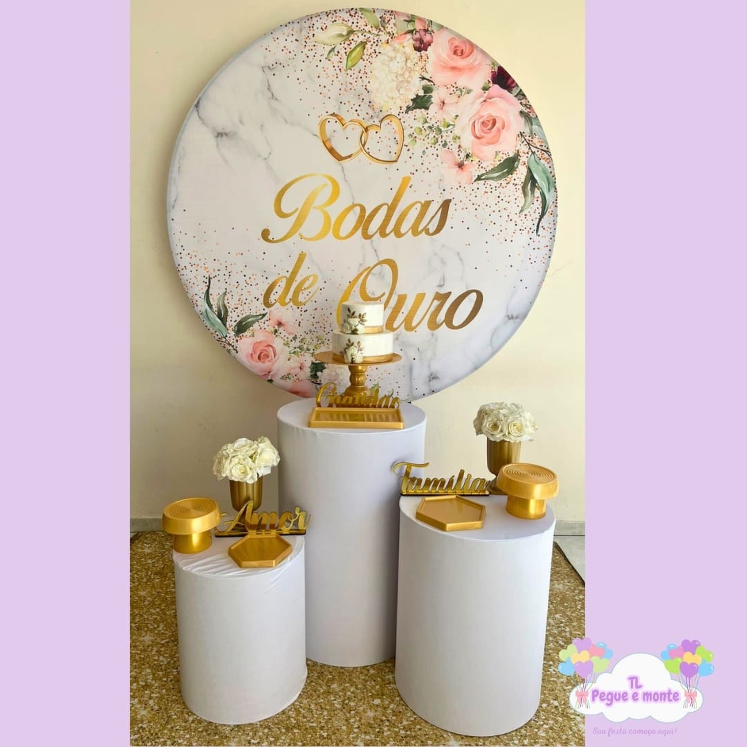 D-Kit Prata Cilindro Bodas de Ouro - Tl pegue e monte 
