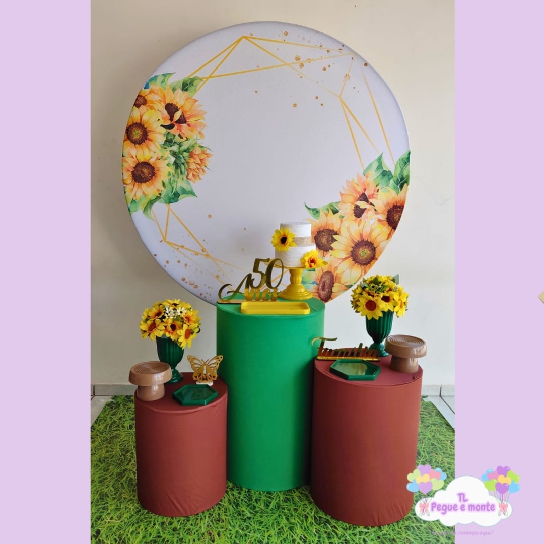 D-Kit Prata Cilindro Girassol - Tl pegue e monte 