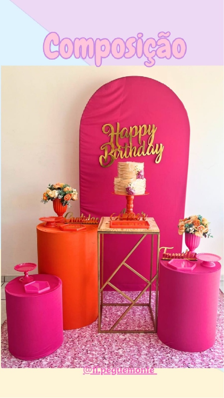A- Composição Pink Com Laranja Banqueta + Cilindros - Tl pegue e monte 