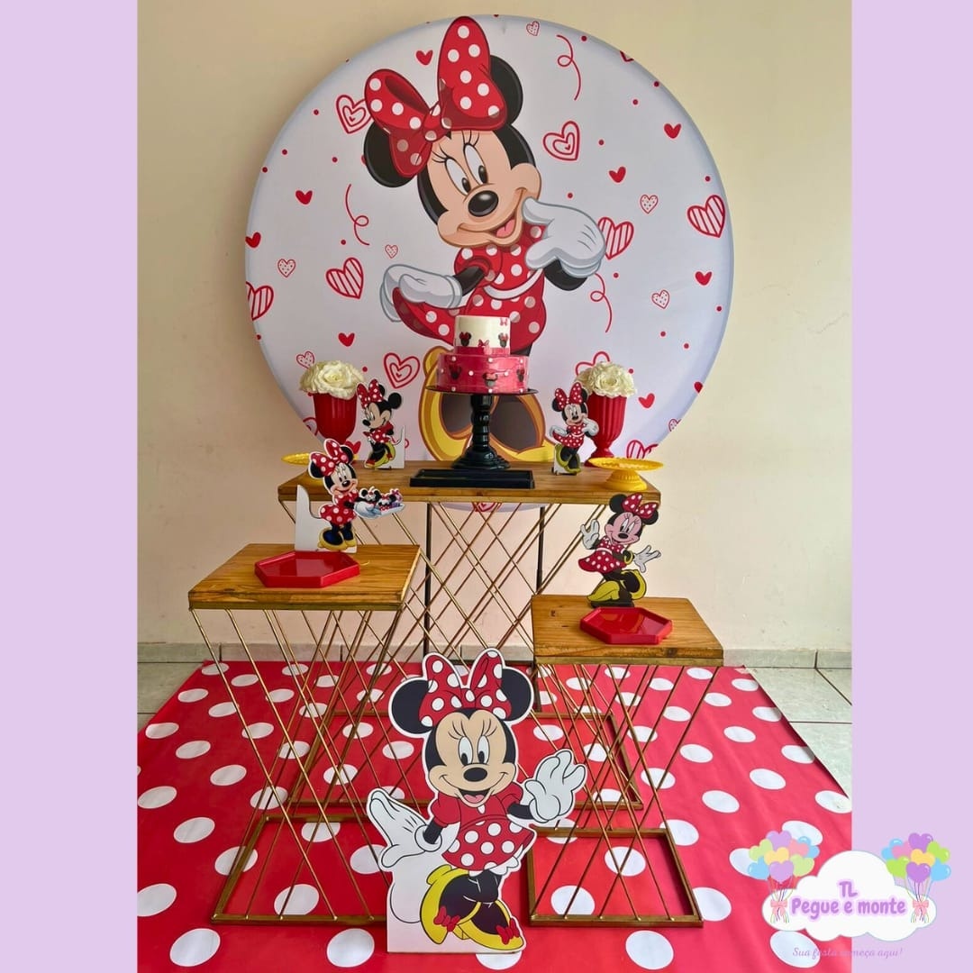 D-Kit Prata Mesa Minnie Vermelha - Tl pegue e monte 