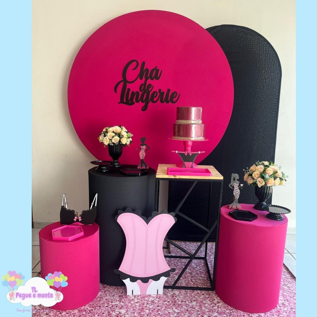 B-Kit Diamante Cha de Lingerie Pink E Preto - Tl pegue e monte 
