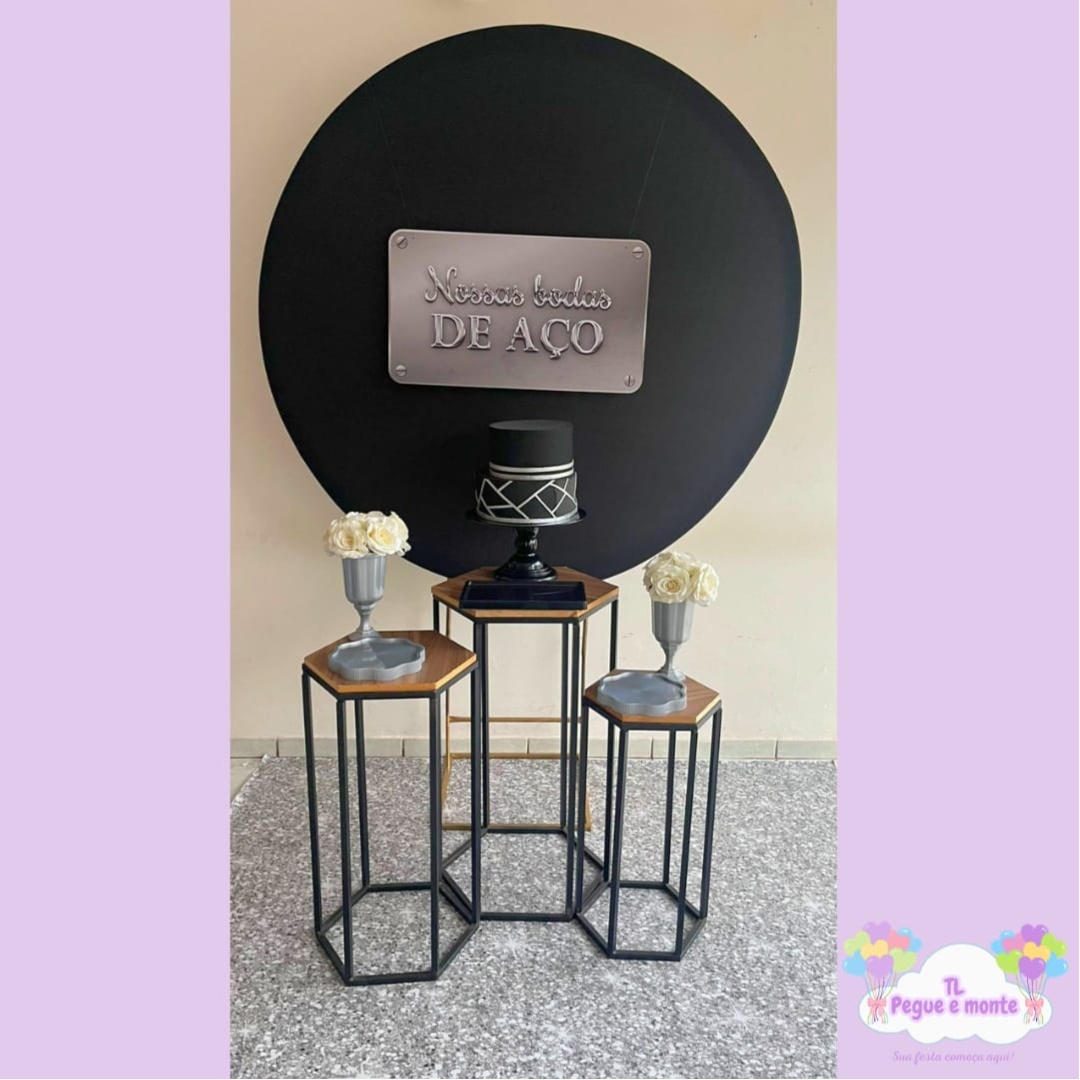 D-Kit Prata Mesa Bodas de Aço - Tl pegue e monte 