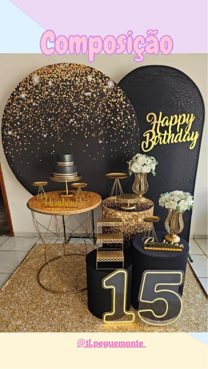 A-Composição Preto Com Glitter Dourado - Tl pegue e monte 