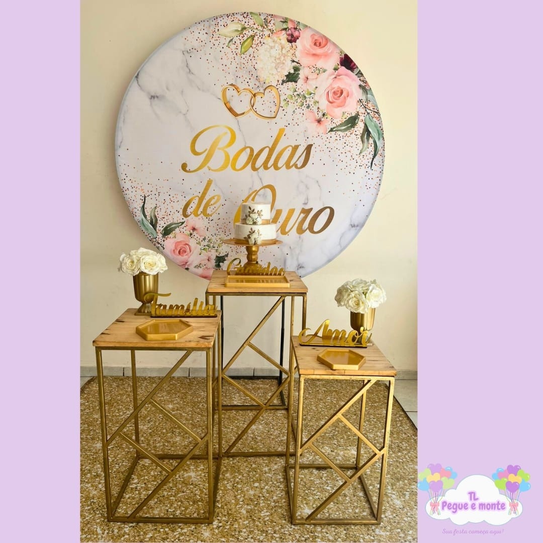 D-Kit Prata Mesa Bodas de Ouro - Tl pegue e monte 