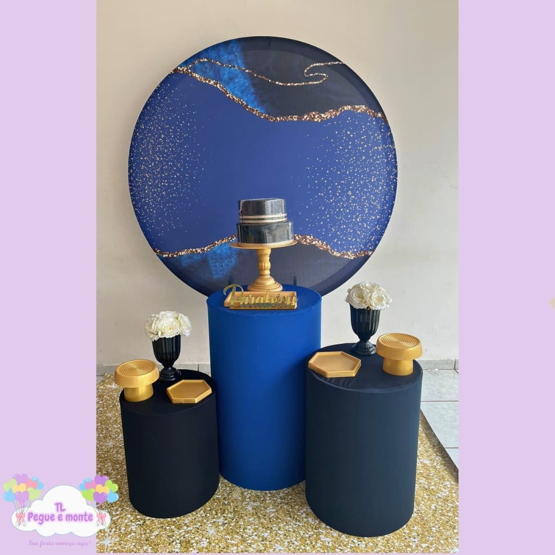 D-Kit Prata Cilindro Azul Com Preto  - Tl pegue e monte 