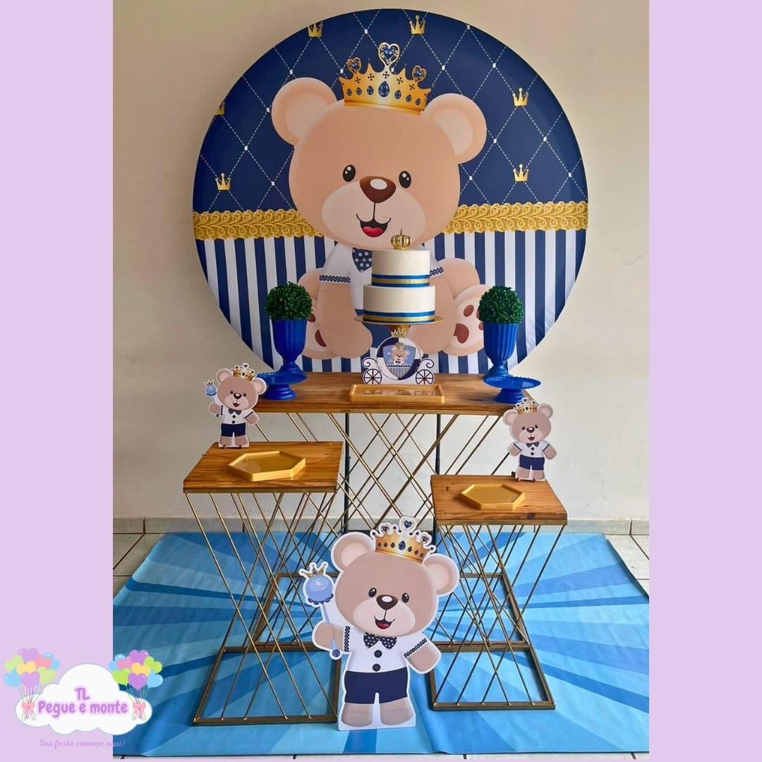D-Kit Prata Mesa Urso Realeza  - Tl pegue e monte 