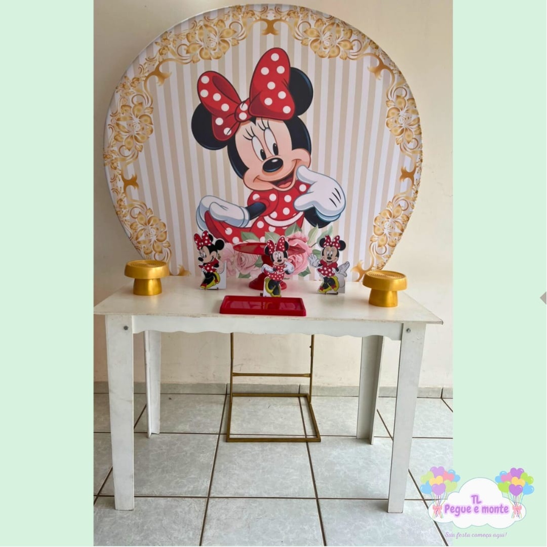 E-Kit Basico Minnie Vermelha Listras - Tl pegue e monte 