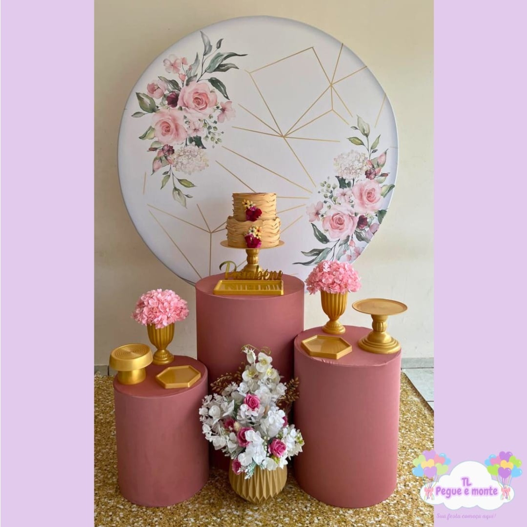 D-Kit Prata Cilindro Floral Geometrico - Tl pegue e monte 