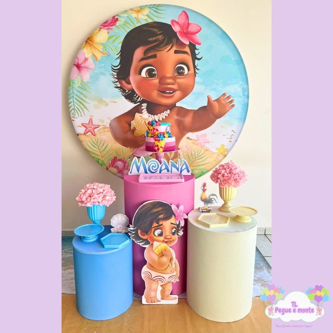 D-Kit Prata Cilindro Moana Baby  - Tl pegue e monte 