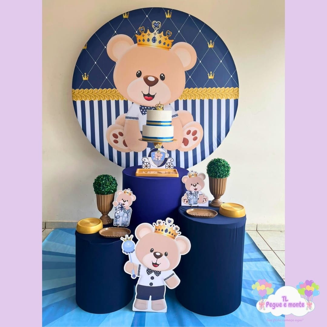 D-Kit Prata Mesa Urso Realeza  - Tl pegue e monte 