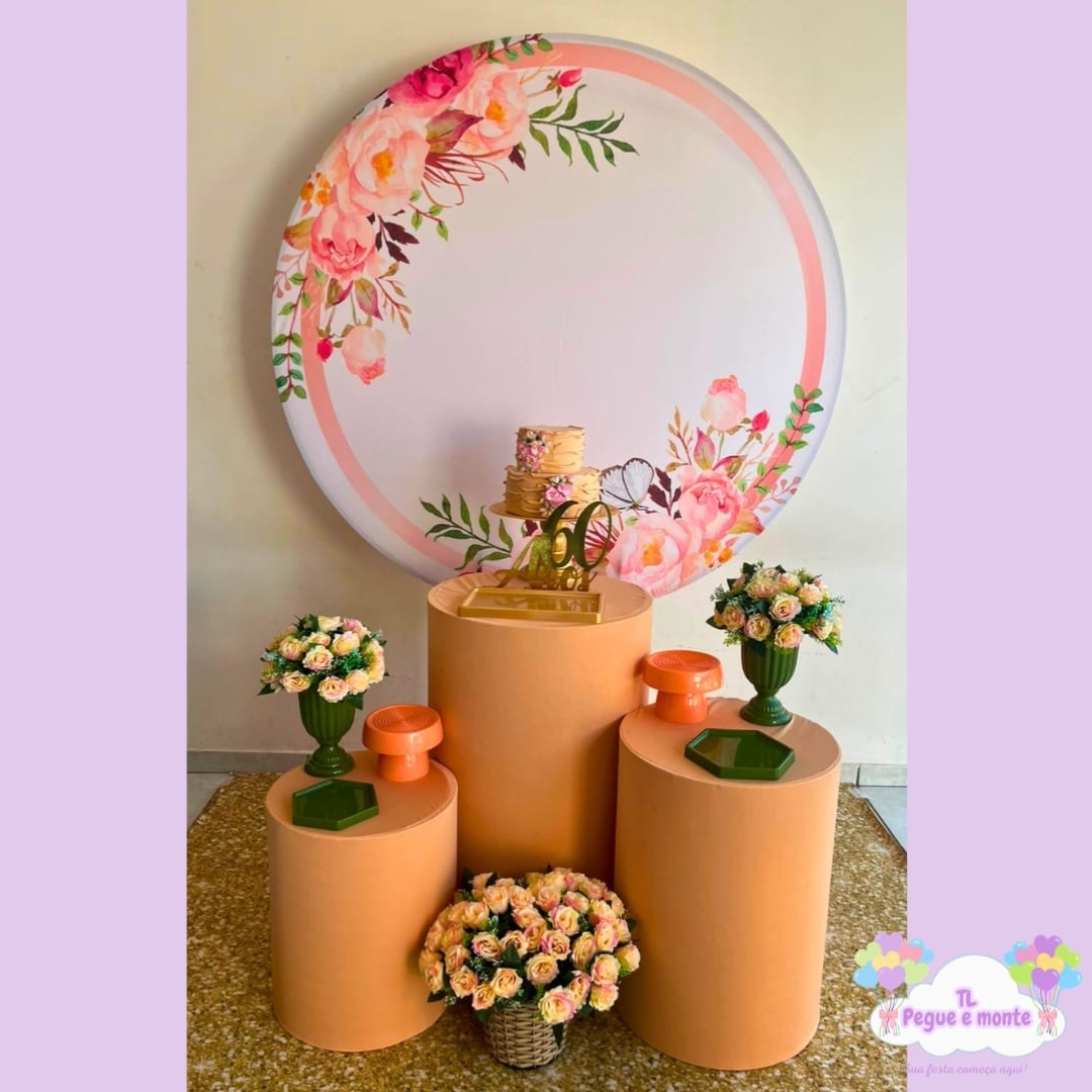 D-Kit Prata Cilindro Floral Com Rosa - Tl pegue e monte 