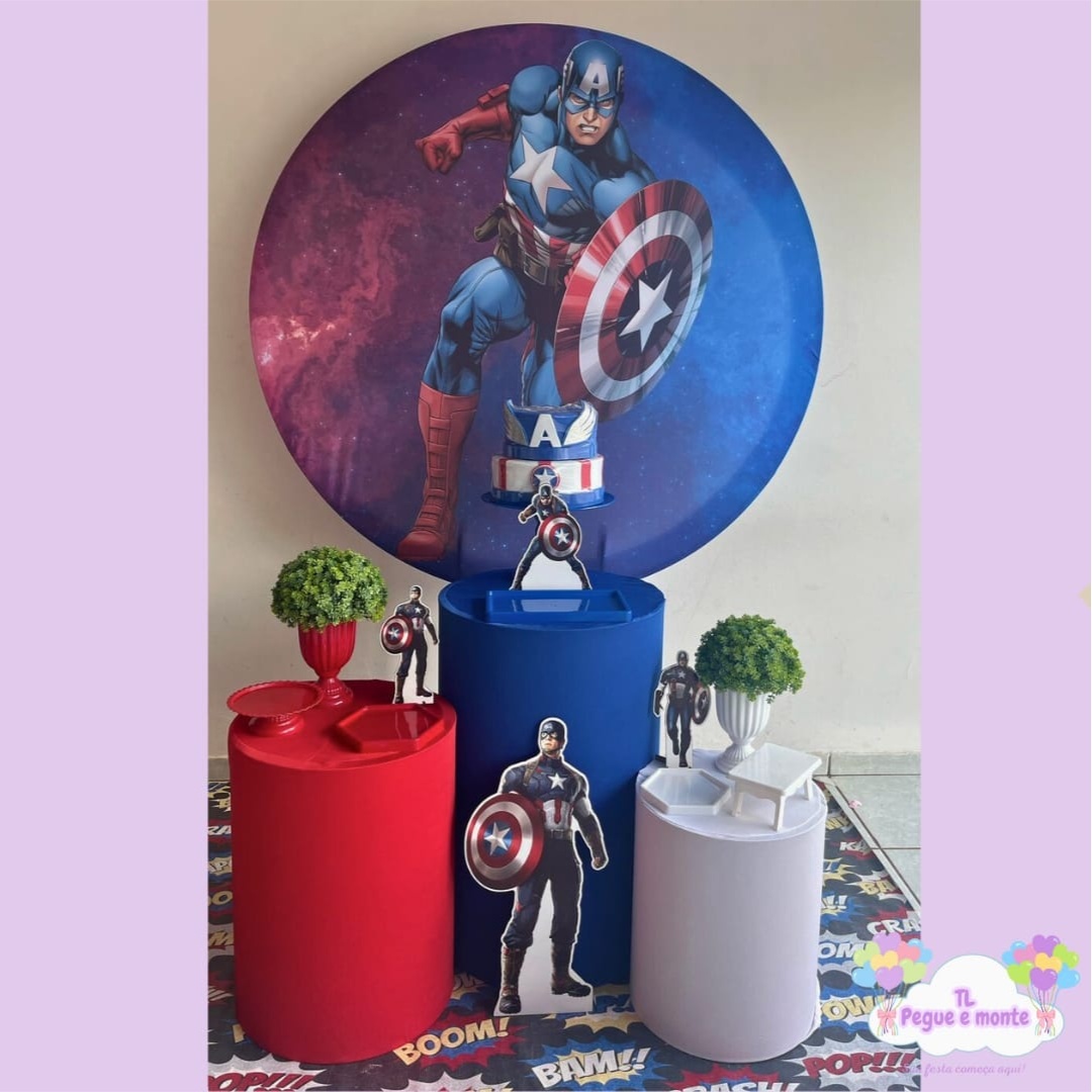D-Kit Prata Cilindro Capitão America - Tl pegue e monte 