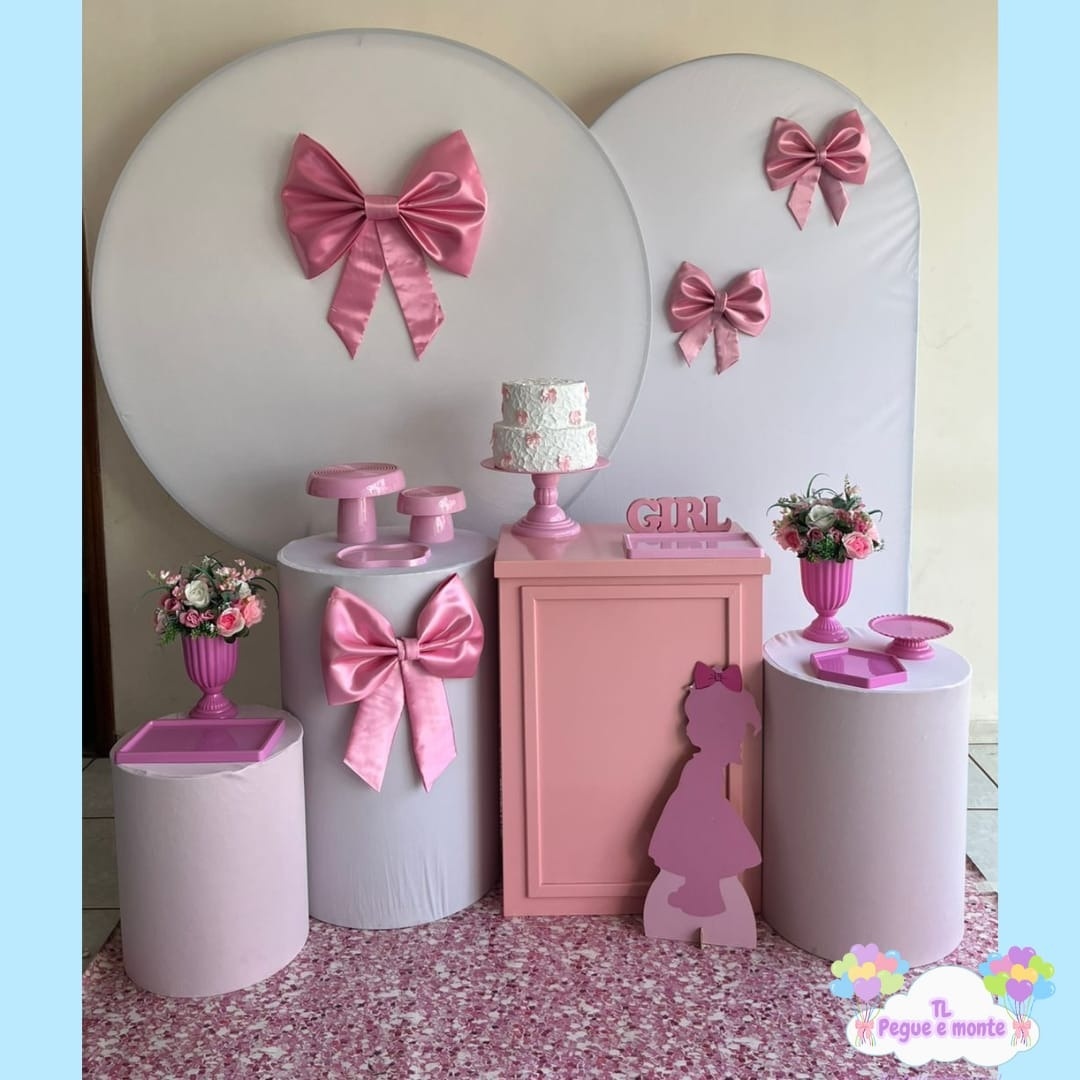 B-Kit Diamante Laço Rosa Infantil - Tl pegue e monte 