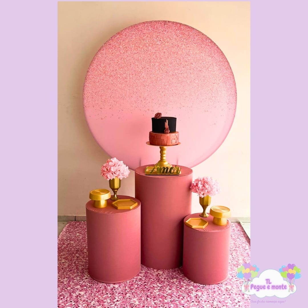 D-Kit Prata Cilindro Rosa Glitter - Tl pegue e monte 