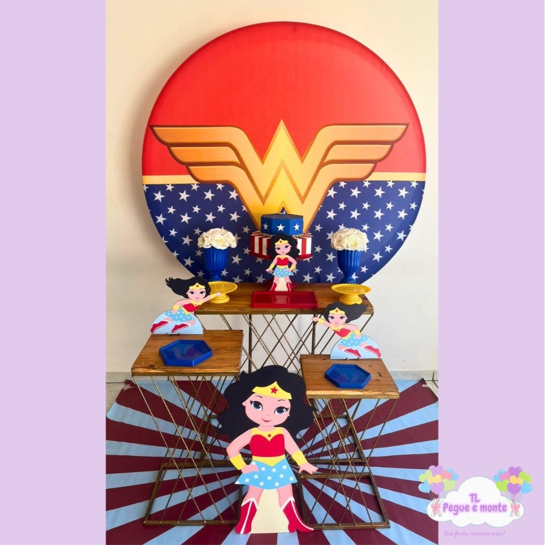 D-Kit Prata Mesa Mulher Maravilha Boneca - Tl pegue e monte 