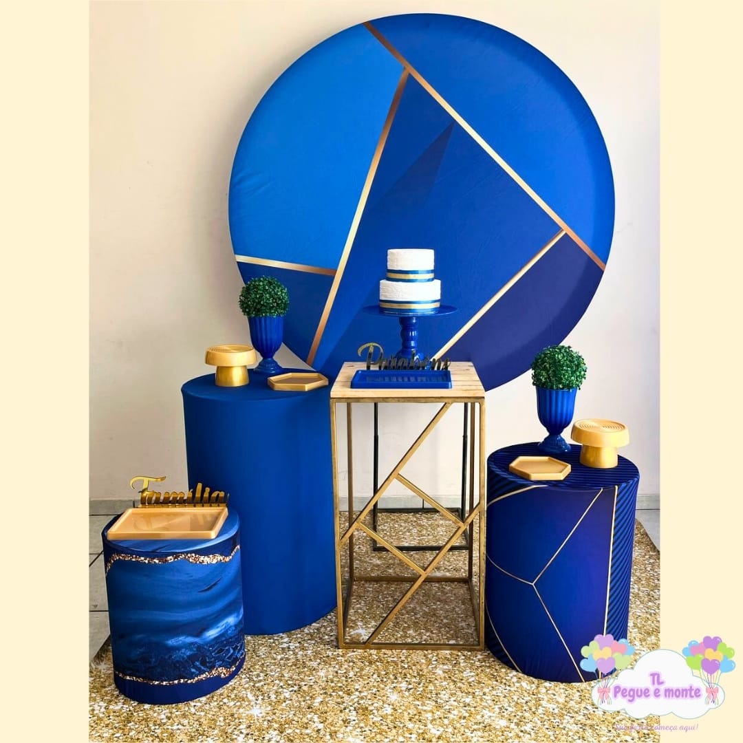 C-Kit Ouro Azul Geometrico Dourado - Tl pegue e monte 