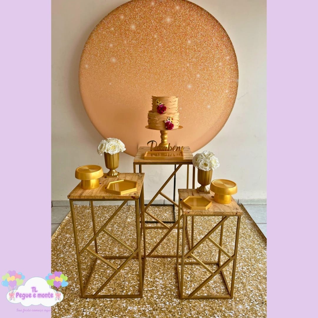 D-Kit Prata Mesa Pessego Com Glitter - Tl pegue e monte 