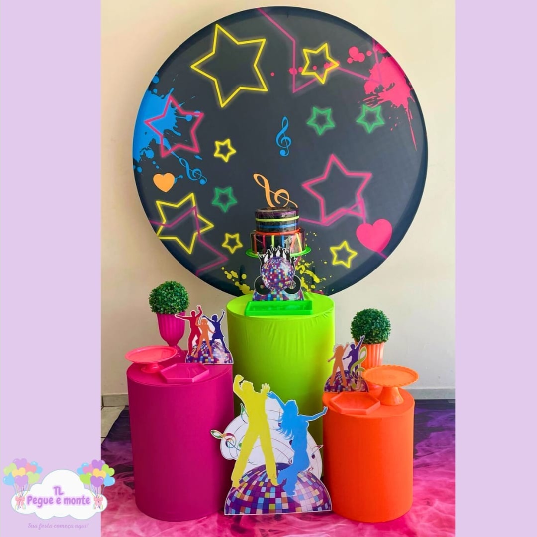 D-Kit Prata Cilindro Neon Estrelas  - Tl pegue e monte 