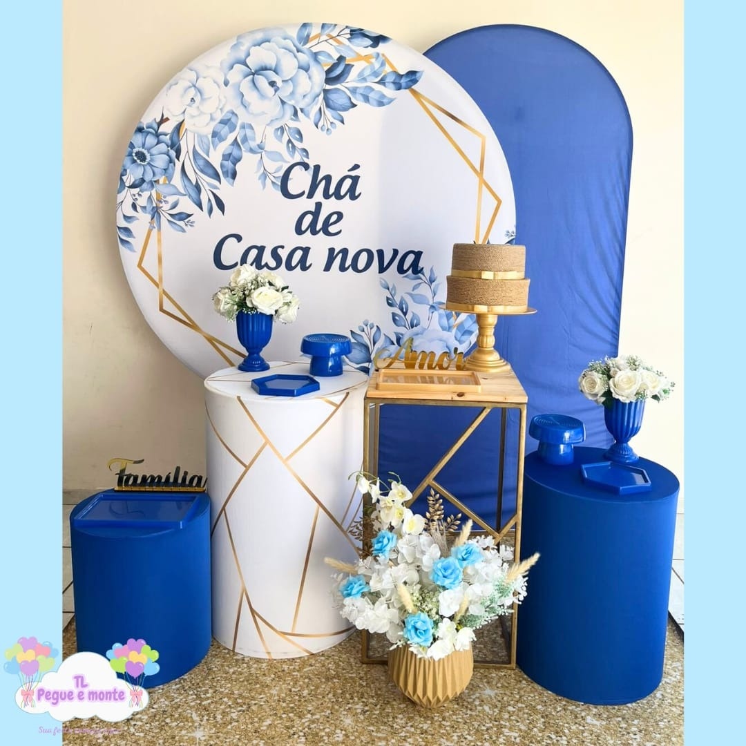 B-Kit Diamante Chá de Casa Nova Azul  - Tl pegue e monte 