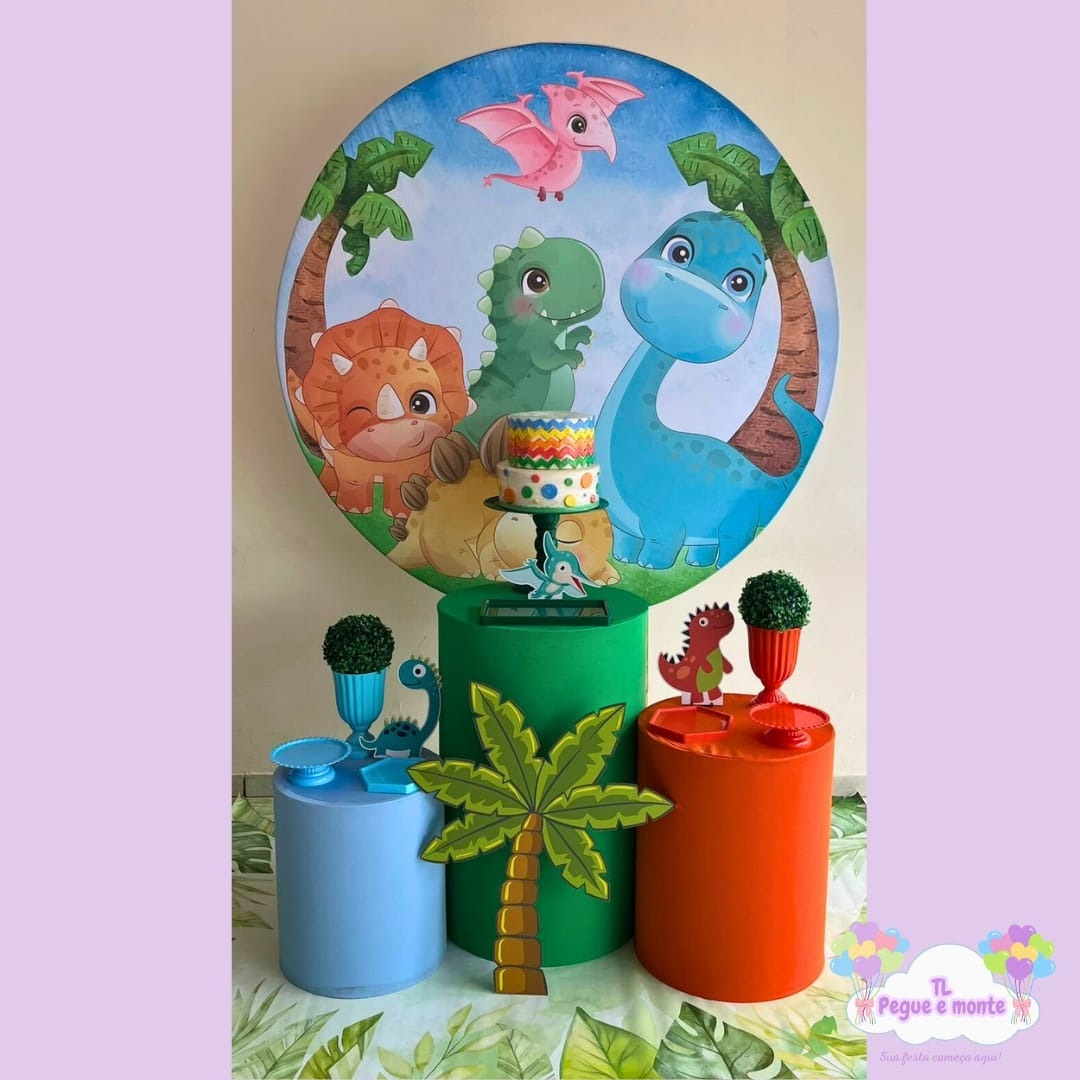 D-Kit Prata Cilindro Dino Baby Coqueiro - Tl pegue e monte 