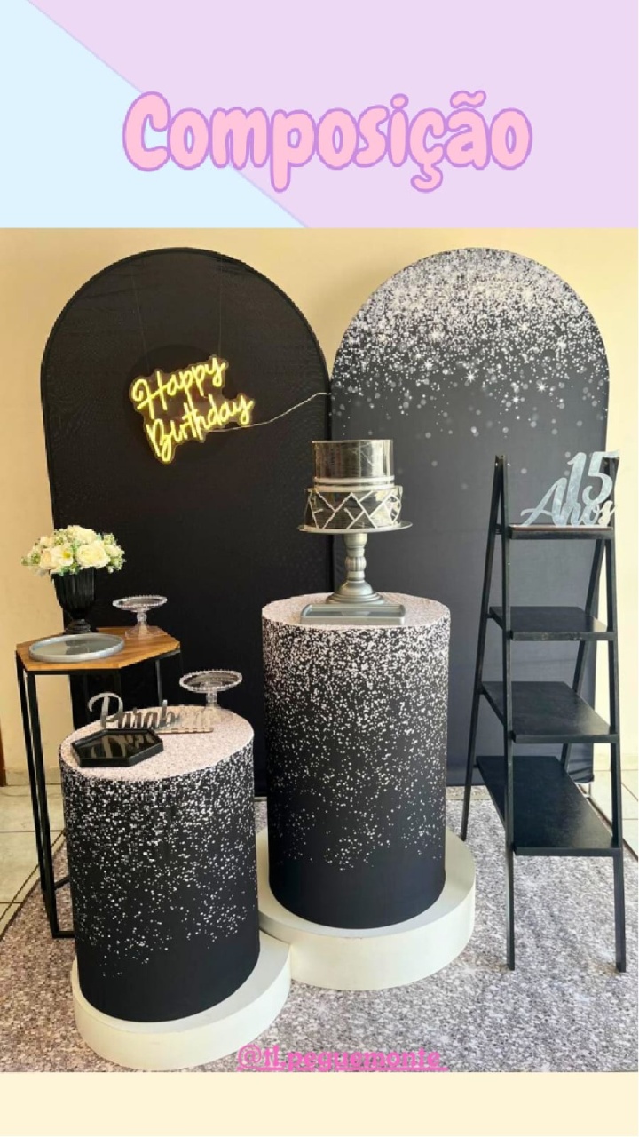 A-Composição Preto Com Glitter Prata   - Tl pegue e monte 