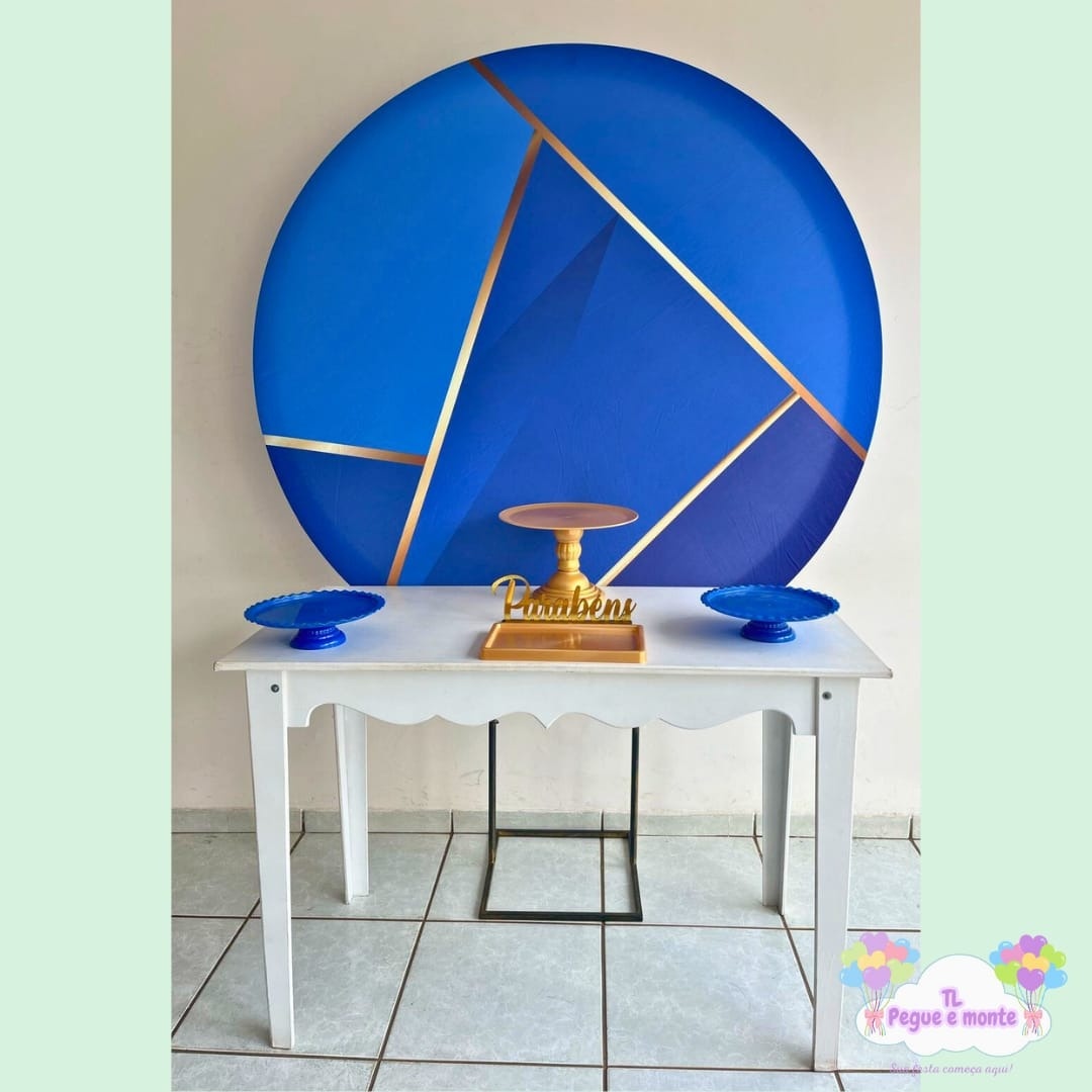 E-Kit Básico Azul Geometrico Dourado - Tl pegue e monte 