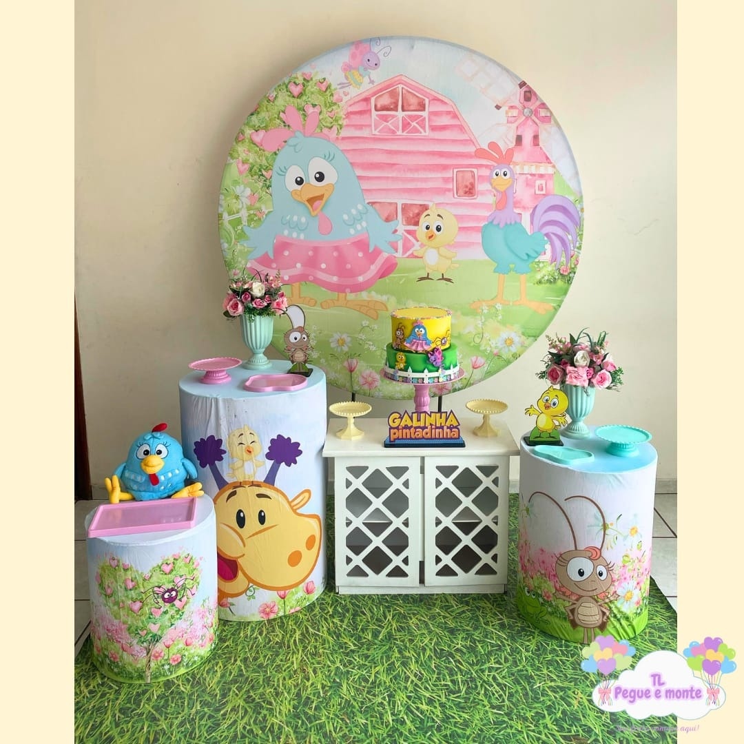 C-Kit Ouro Galinha Pintadinha Rosa  - Tl pegue e monte 