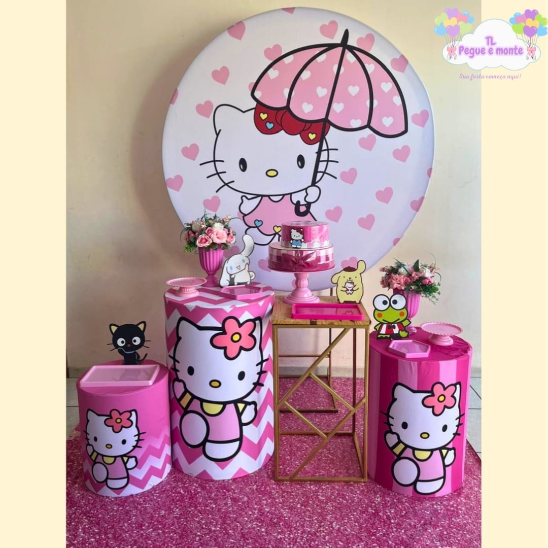 C-Kit Ouro Hello Kitty Guarda Chuva - Tl pegue e monte 
