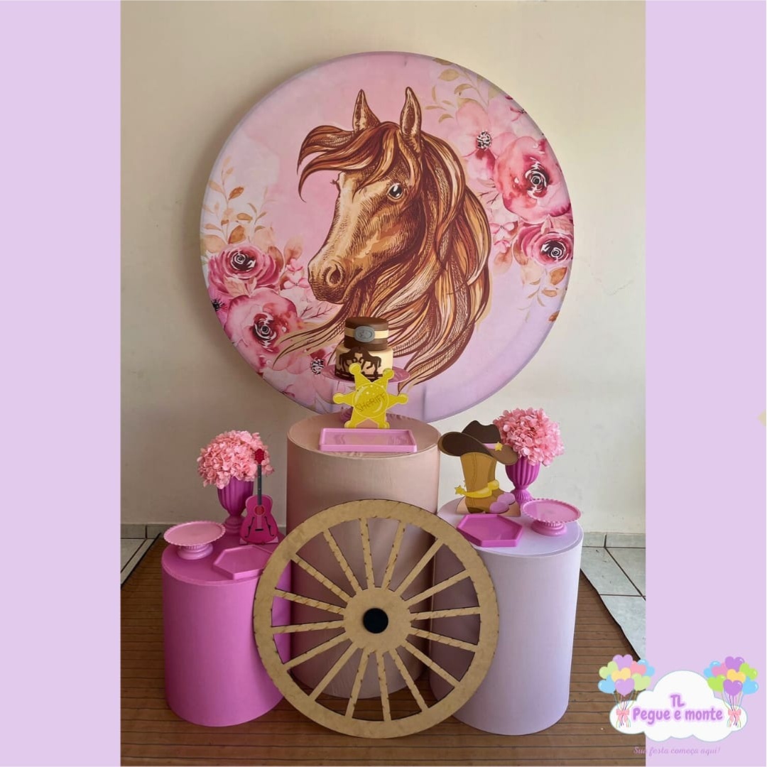 D-Kit Prata Cilindro Cavalo Rosa - Tl pegue e monte 