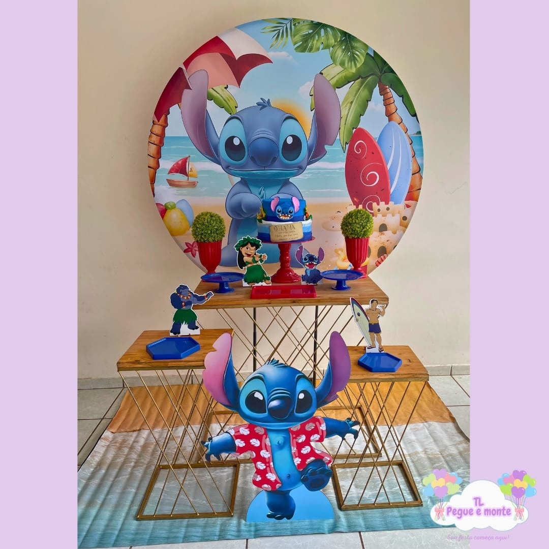 D-Kit Prata Mesa Stitch Havaiano  - Tl pegue e monte 
