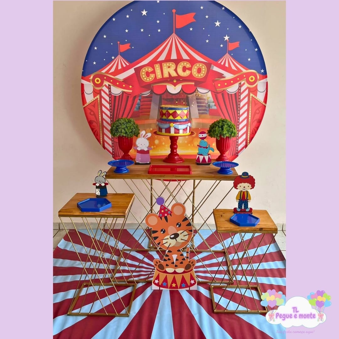 D-Kit Prata Mesa Circo Vermelho - Tl pegue e monte 