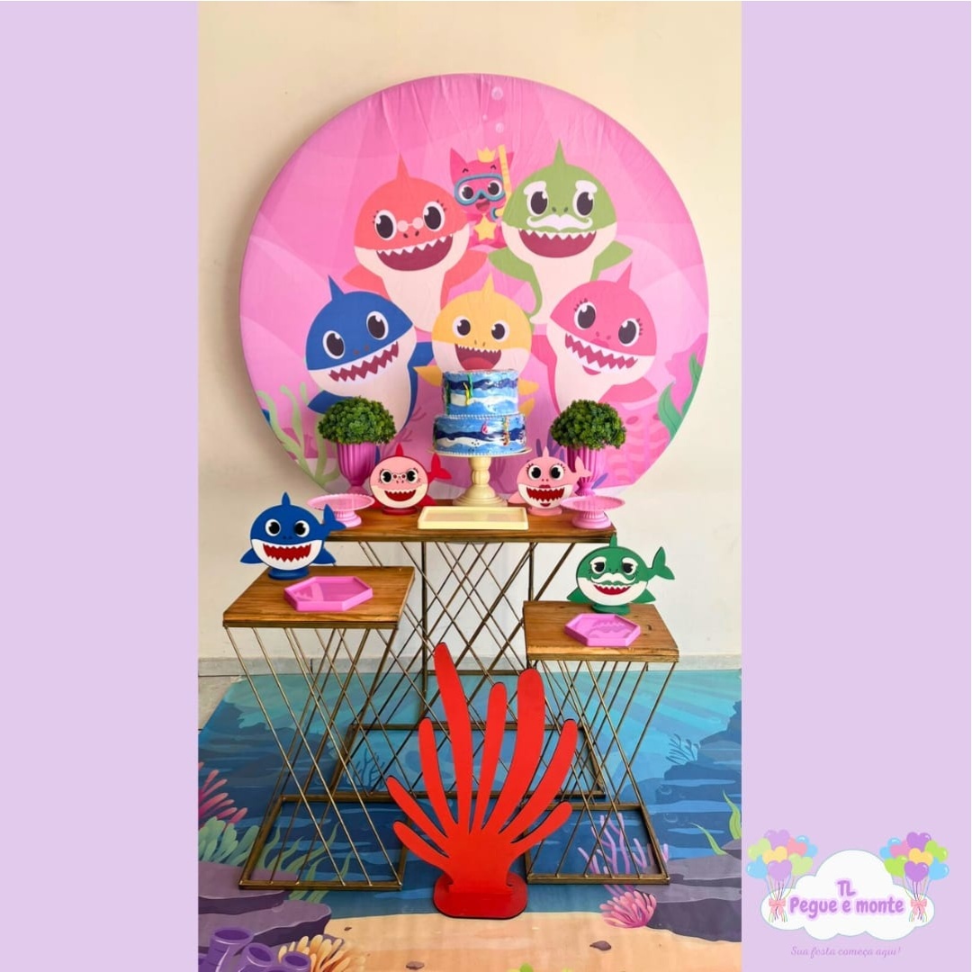 D-Kit Prata Mesa Baby Shark Rosa - Tl pegue e monte 