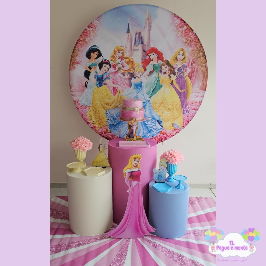 D-Kit Prata Cilindro Princesas Castelo  - Tl pegue e monte 