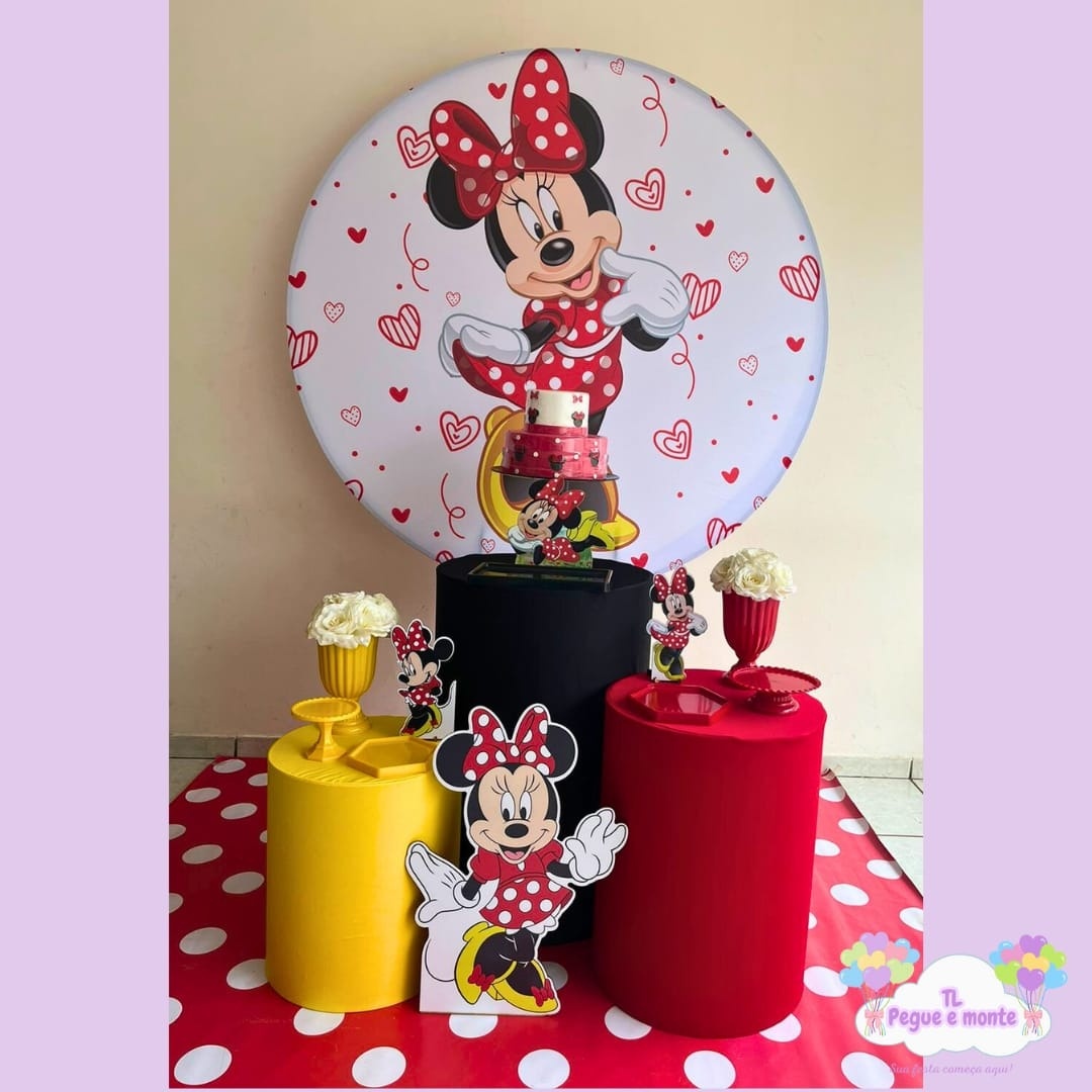 D-Kit Prata Cilindro Minnie Vermelha - Tl pegue e monte 