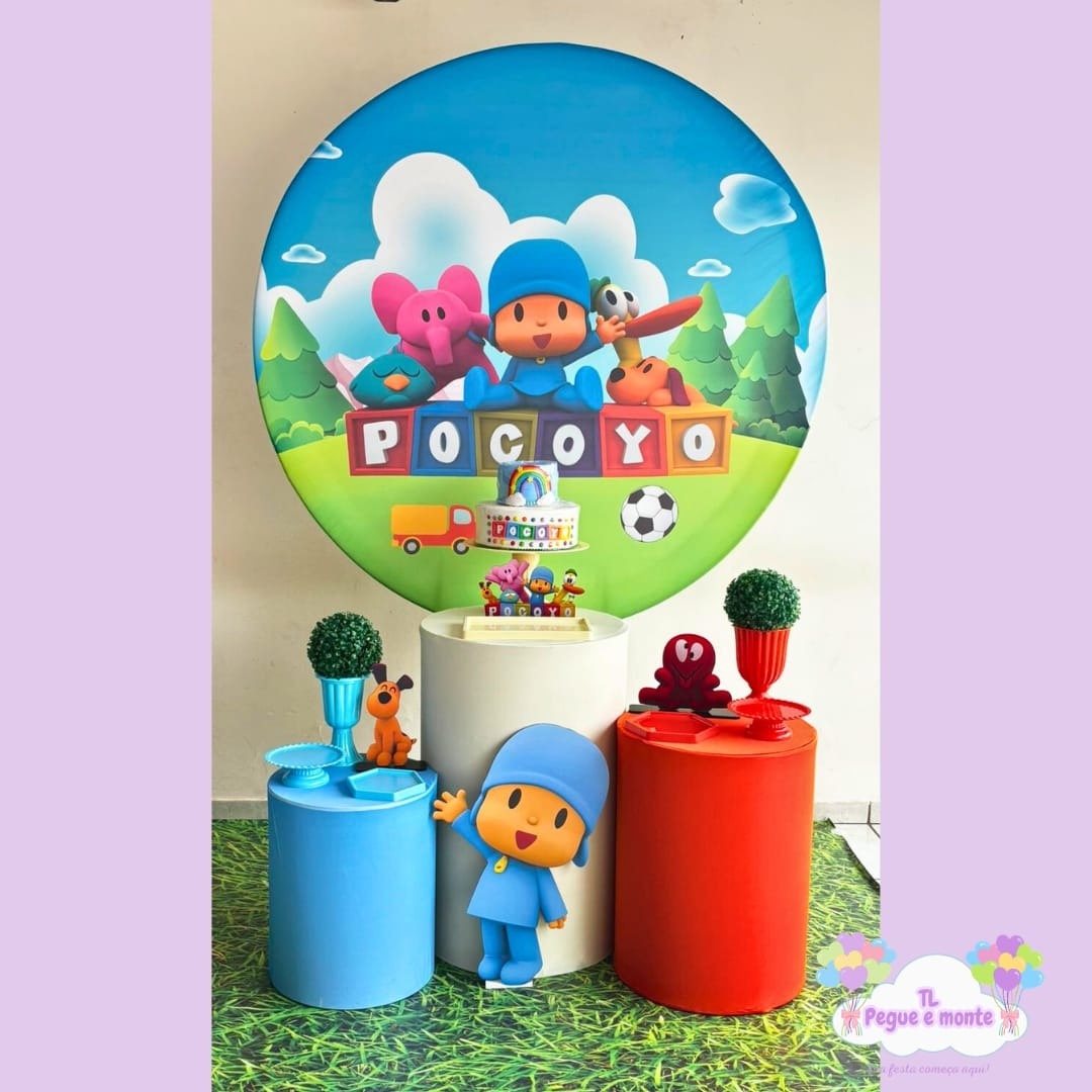 D-Kit Prata Cilindro Pocoyo Azul - Tl pegue e monte 