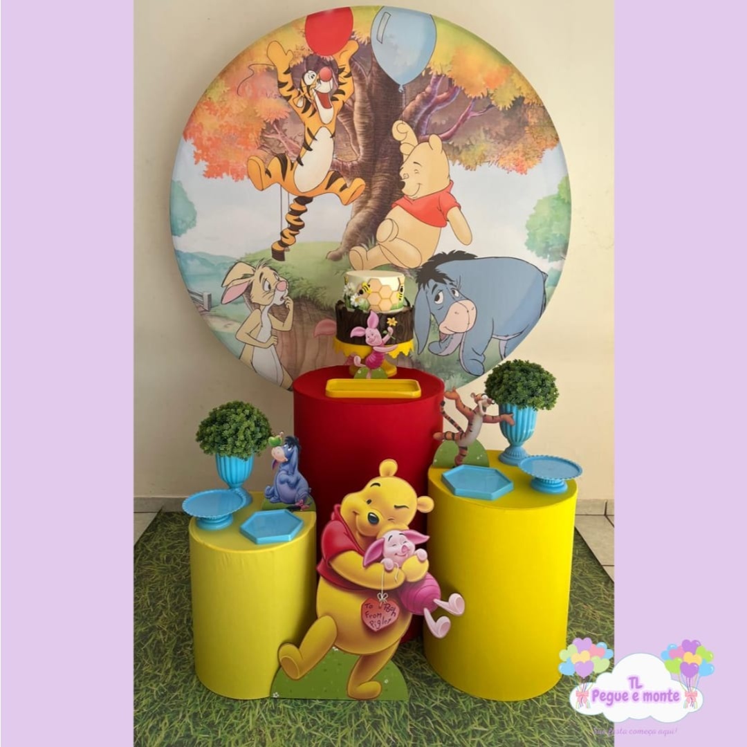 D-Kit Prata Cilindro Ursinho Pooh - Tl pegue e monte 