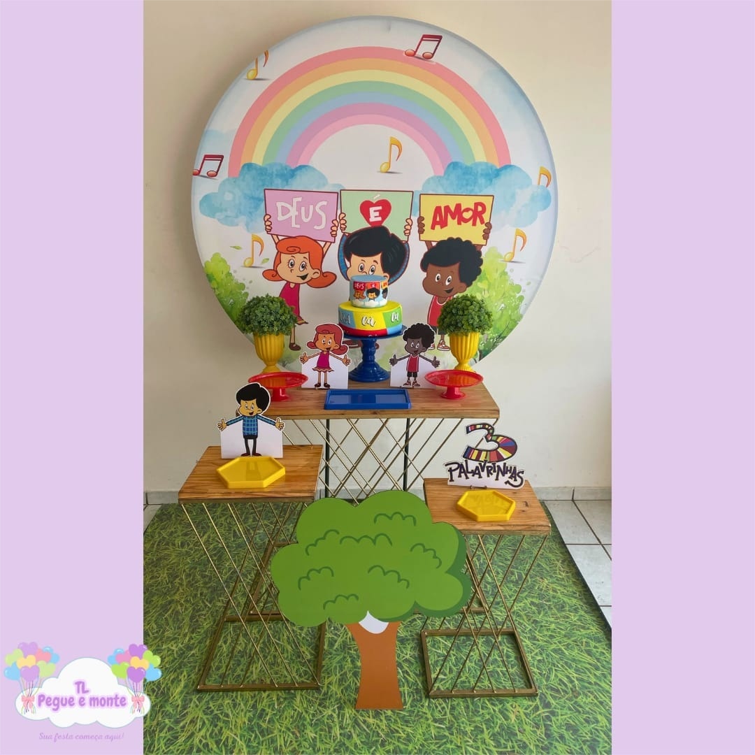 D-Kit Prata Mesa 3 Palavrinhas Arco Iris - Tl pegue e monte 