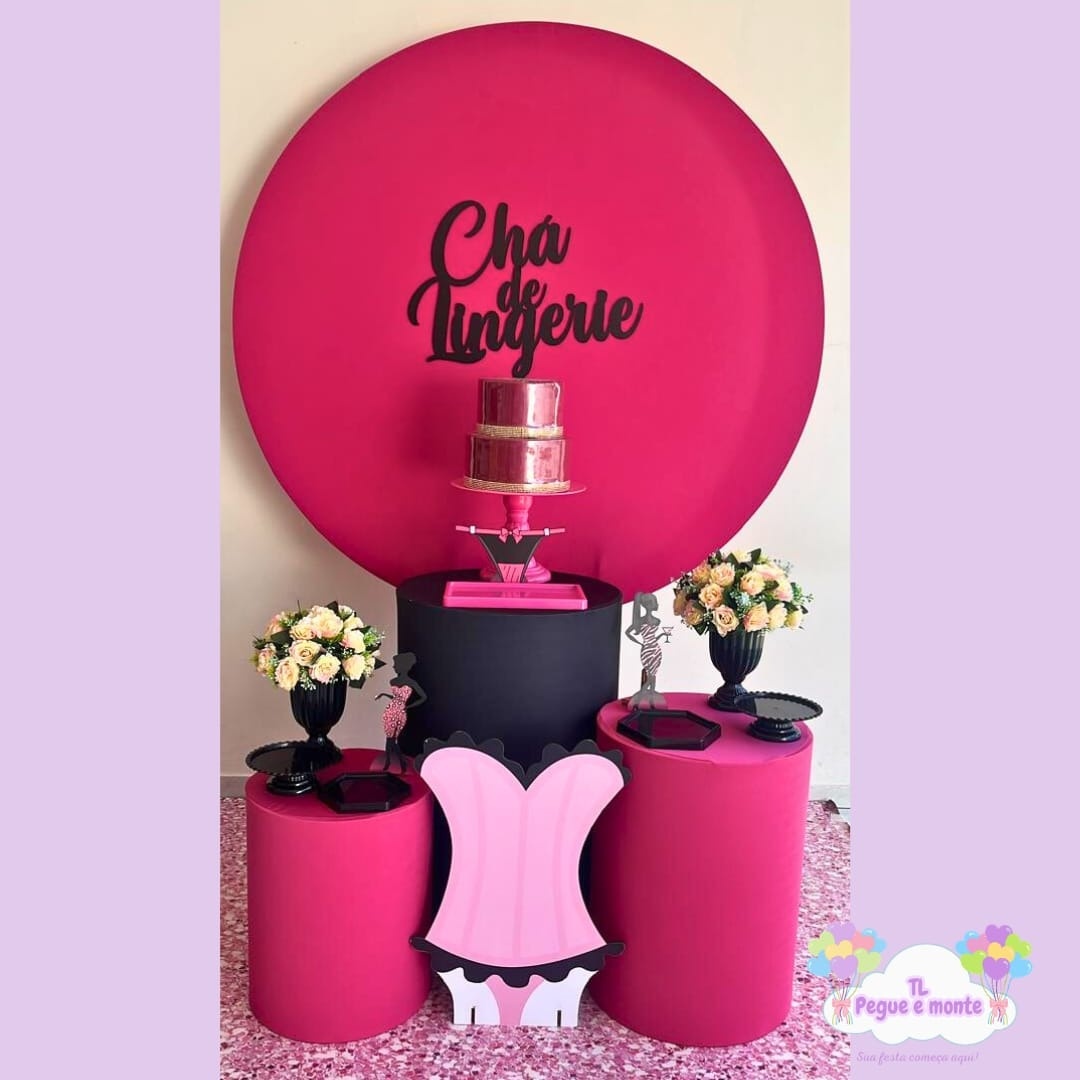 D-Kit Prata Cilindro Cha de Lingerie Pink E Preto - Tl pegue e monte 