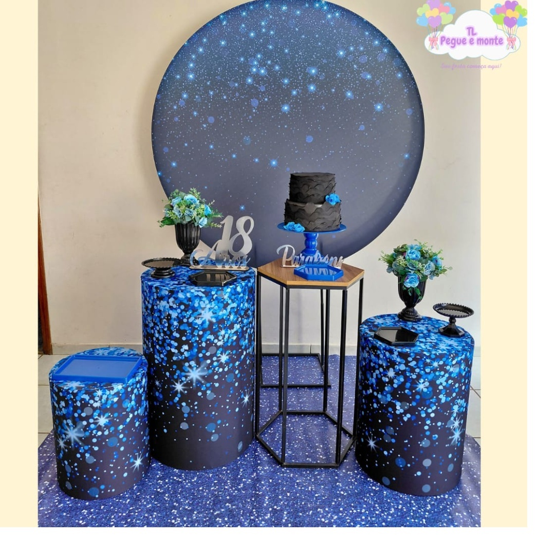 C-Kit Ouro Preto Com Glitter Azul - Tl pegue e monte 